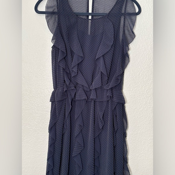 Sachin + Babi Swiss Blue with tan dot ruffle dress size 2 - Picture 3 of 7